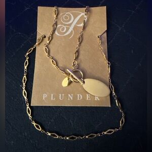 Plunder Gold Oval Toggle Pendant Necklace - Women’s Jewelry NIB
